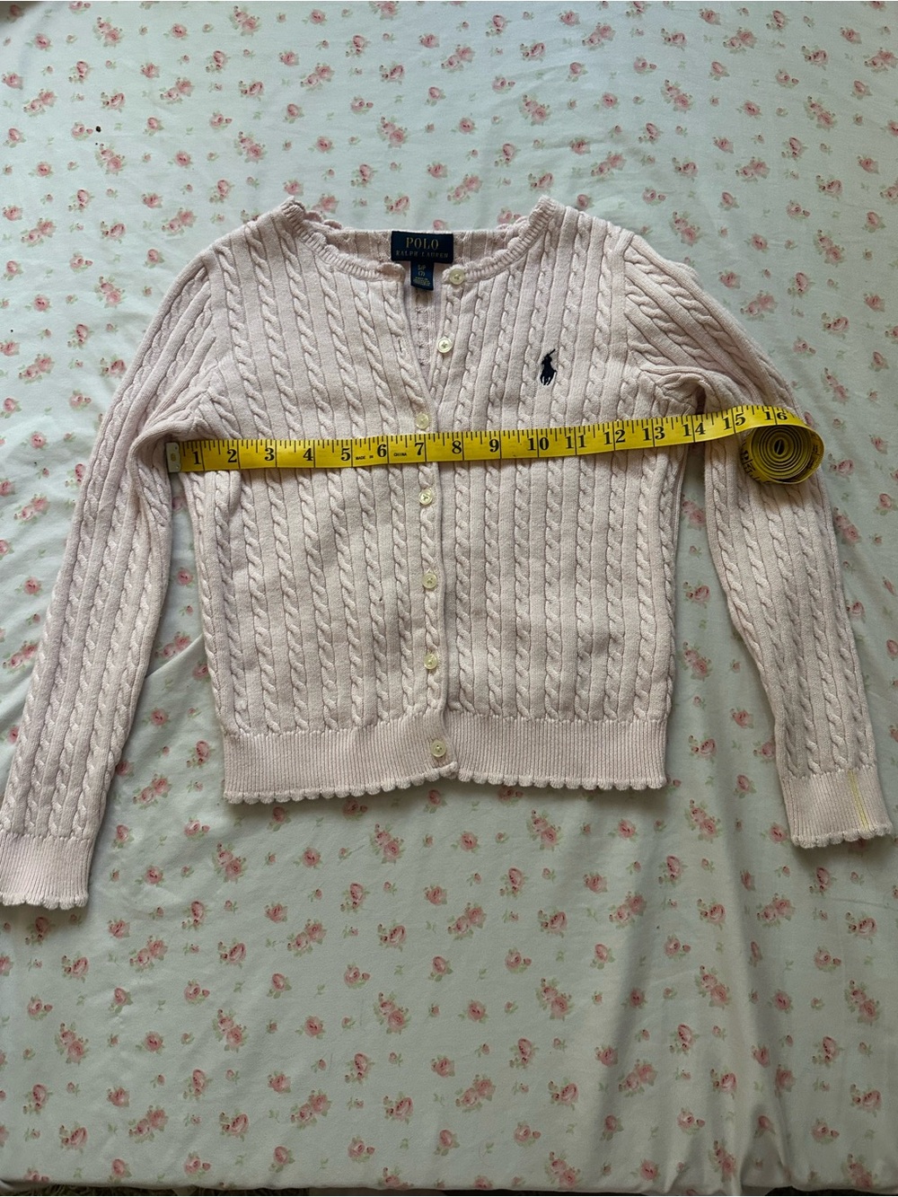 Polo by Ralph Lauren Light Pink Cable-Knit Button Cardigan